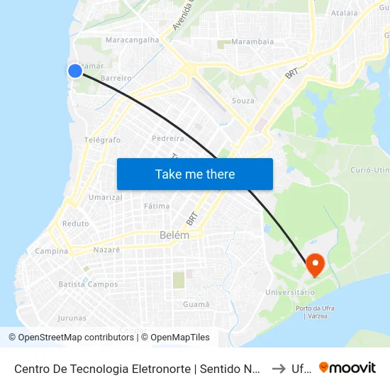 Centro De Tecnologia Eletronorte | Sentido Norte to Ufra map
