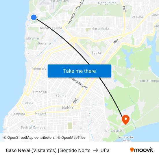 Base Naval (Visitantes) | Sentido Norte to Ufra map