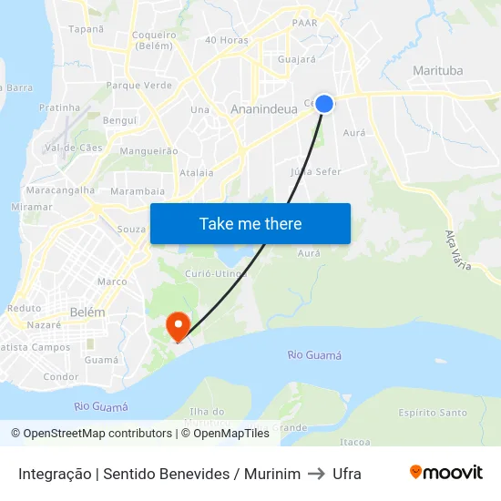 Integração | Sentido Benevides / Murinim to Ufra map