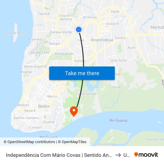 Independência Com Mário Covas | Sentido Ananindeua to Ufra map