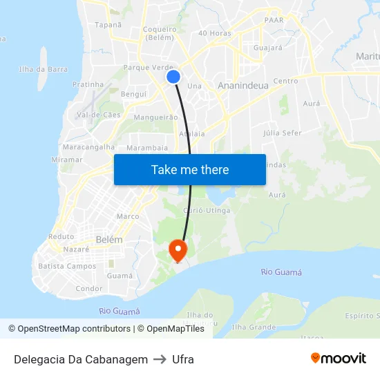 Delegacia Da Cabanagem to Ufra map