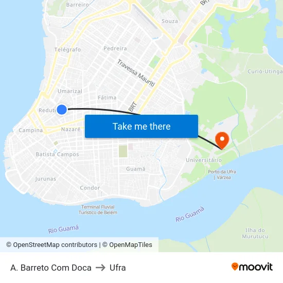 A. Barreto Com Doca to Ufra map