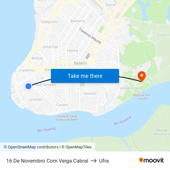 16 De Novembro Com Veiga Cabral to Ufra map