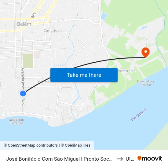 José Bonifácio Com São Miguel | Pronto Socorro to Ufra map