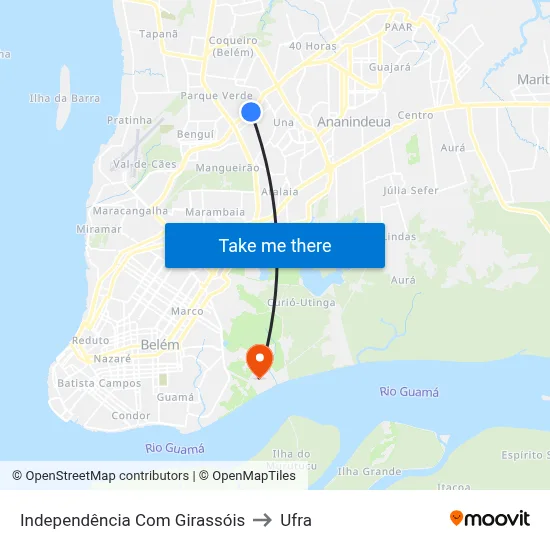 Independência Com Girassóis to Ufra map