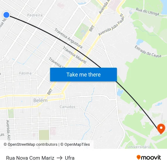 Rua Nova Com Mariz to Ufra map