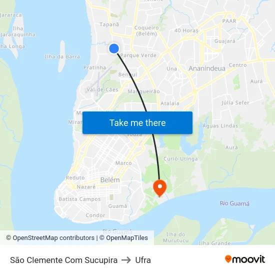 São Clemente Com Sucupira to Ufra map
