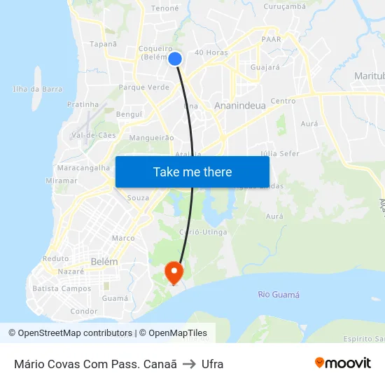 Mário Covas Com Pass. Canaã to Ufra map