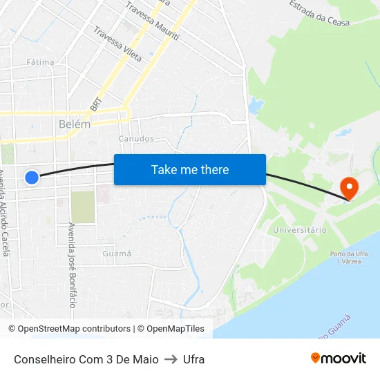 Conselheiro Com 3 De Maio to Ufra map