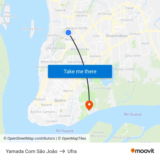 Yamada Com São João to Ufra map