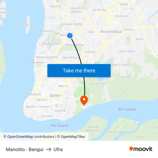 Manolito - Bengui to Ufra map