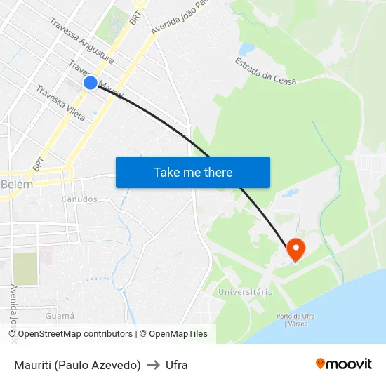 Mauriti (Paulo Azevedo) to Ufra map
