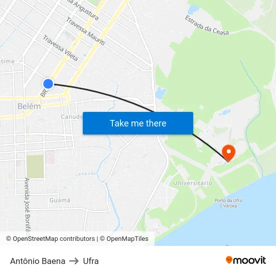 Antônio Baena to Ufra map