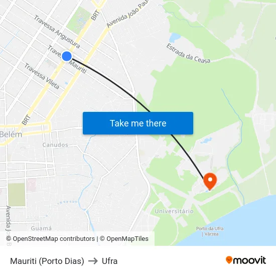 Mauriti (Porto Dias) to Ufra map