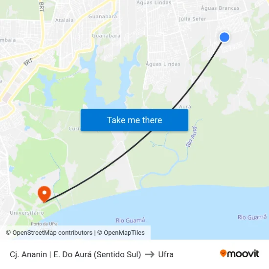 Cj. Ananin | E. Do Aurá (Sentido Sul) to Ufra map