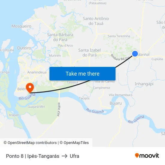Ponto 8 | Ipês-Tangarás to Ufra map