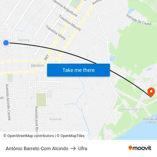 Antônio Barreto Com Alcindo to Ufra map