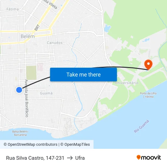 Rua Silva Castro, 147-231 to Ufra map
