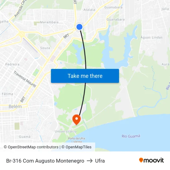 Br-316 Com Augusto Montenegro to Ufra map