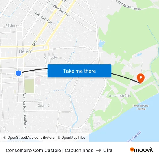 Conselheiro Com Castelo | Capuchinhos to Ufra map