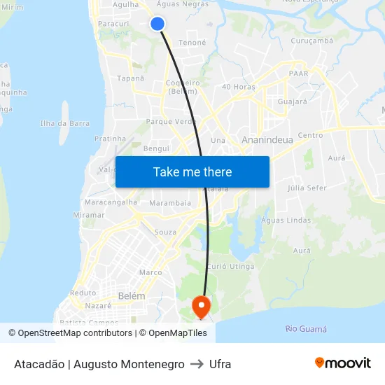 Atacadão | Augusto Montenegro to Ufra map