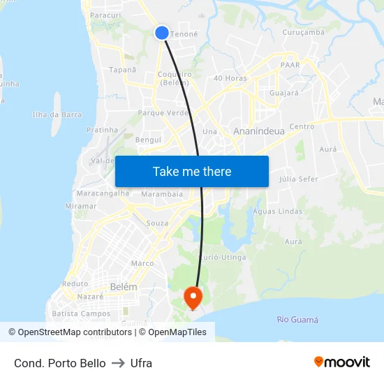 Cond. Porto Bello to Ufra map