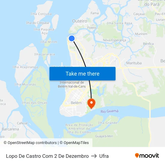 Lopo De Castro Com 2 De Dezembro to Ufra map