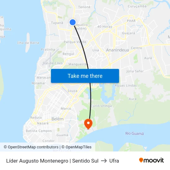 Líder Augusto Montenegro | Sentido Sul to Ufra map