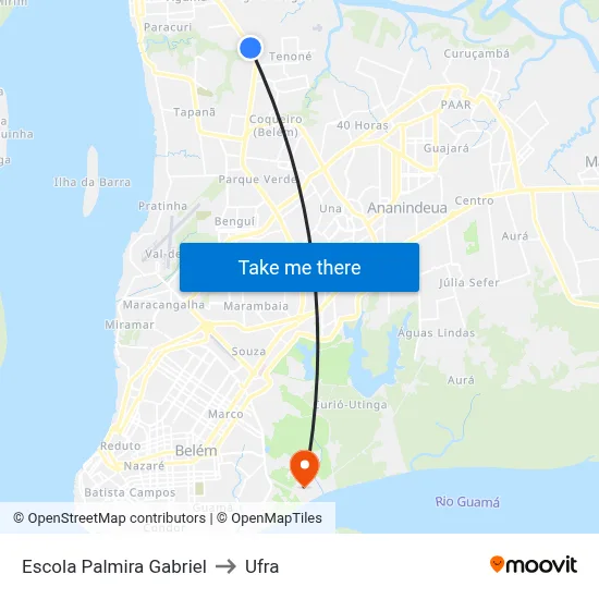 Escola Palmira Gabriel to Ufra map