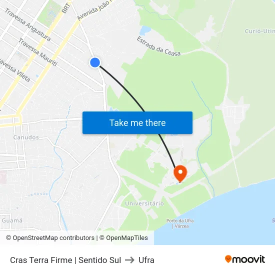 Cras Terra Firme | Sentido Sul to Ufra map