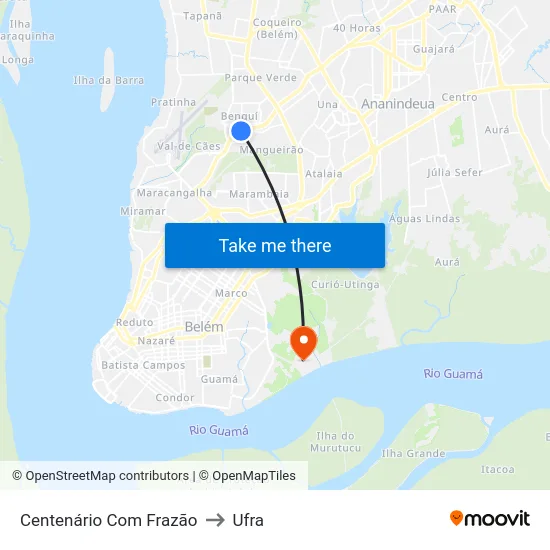 Centenário Com Frazão to Ufra map