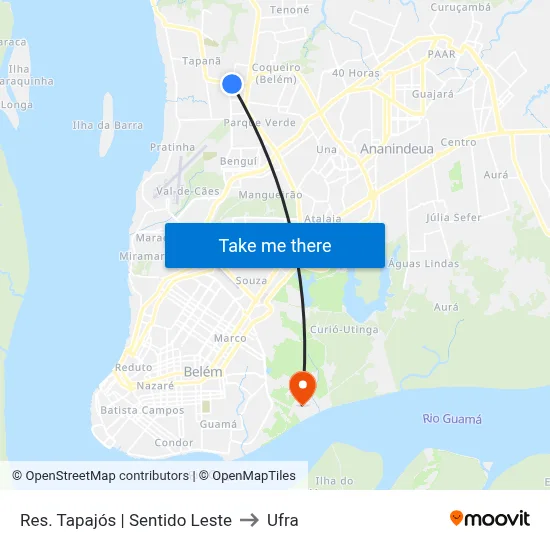 Res. Tapajós | Sentido Leste to Ufra map