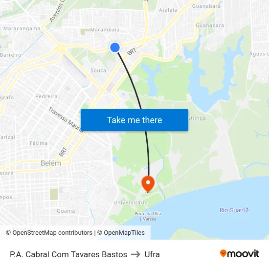 P.A. Cabral Com Tavares Bastos to Ufra map