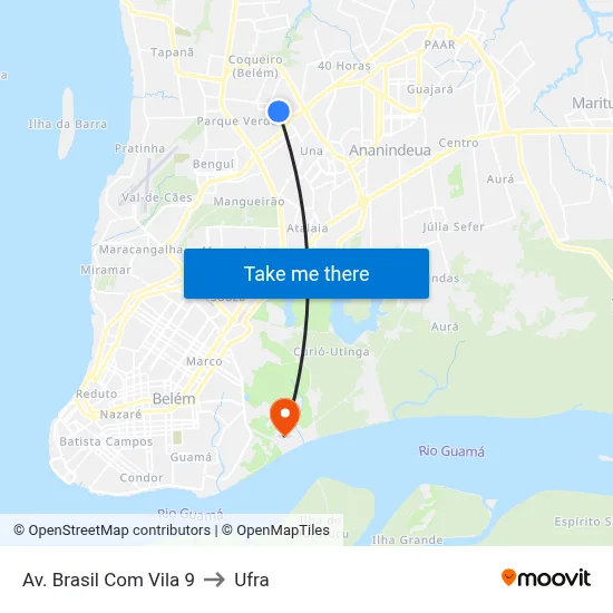 Av. Brasil Com Vila 9 to Ufra map
