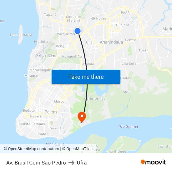 Av. Brasil Com São Pedro to Ufra map