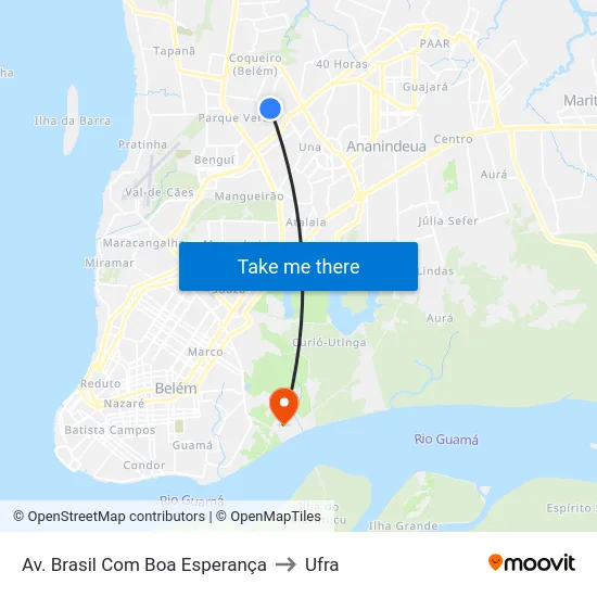 Av. Brasil Com Boa Esperança to Ufra map
