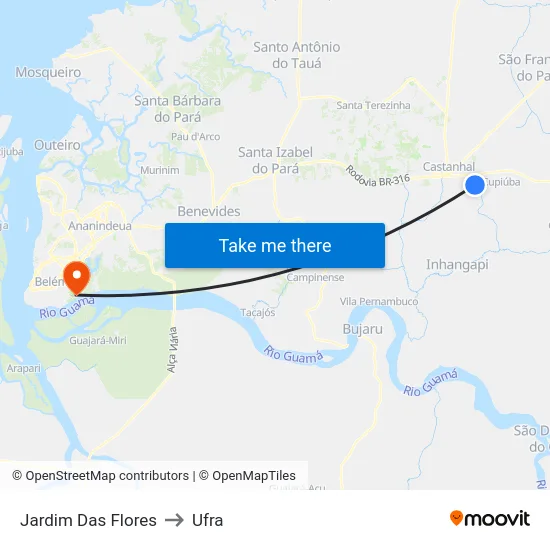 Jardim Das Flores to Ufra map