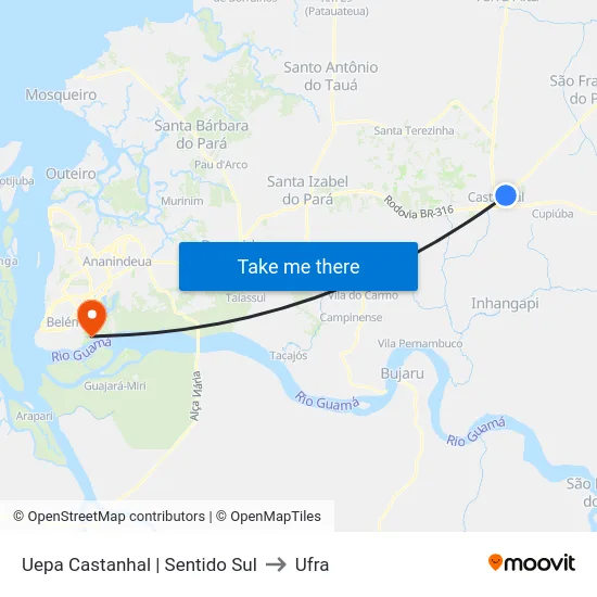 Uepa Castanhal | Sentido Sul to Ufra map