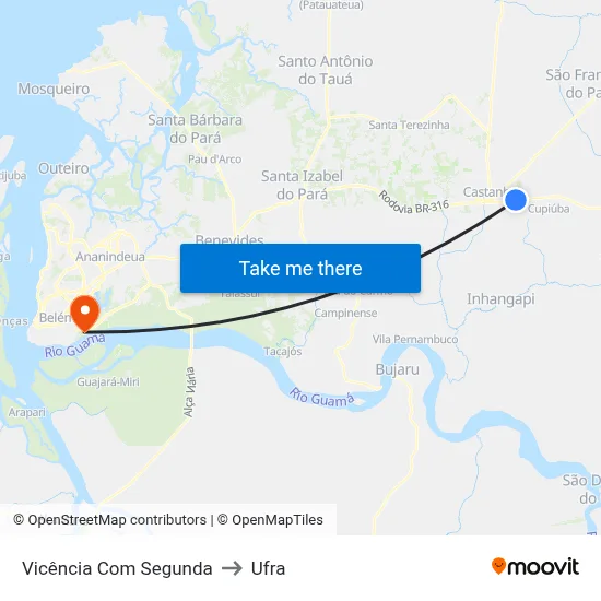 Vicência Com Segunda to Ufra map