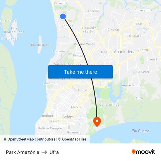 Park Amazônia to Ufra map