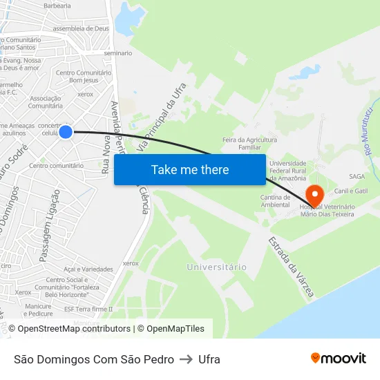 São Domingos Com São Pedro to Ufra map