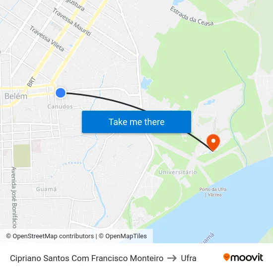 Cipriano Santos Com Francisco Monteiro to Ufra map