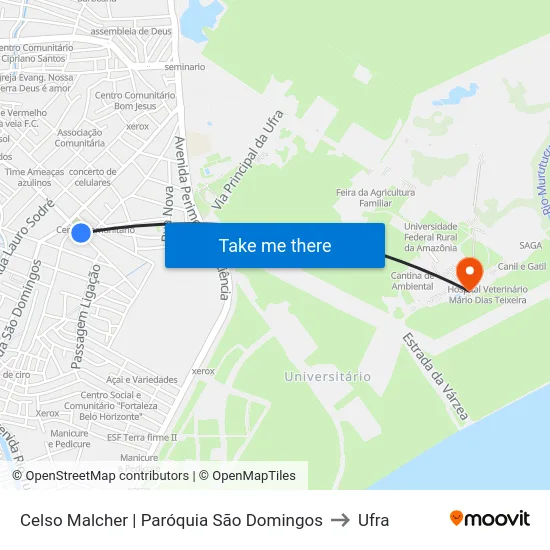 Celso Malcher | Paróquia São Domingos to Ufra map