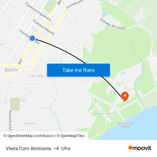 Vileta Com Almirante to Ufra map