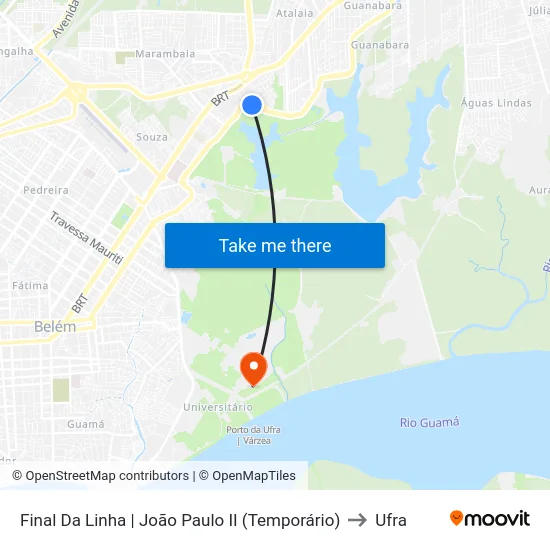 Final Da Linha | João Paulo II (Temporário) to Ufra map