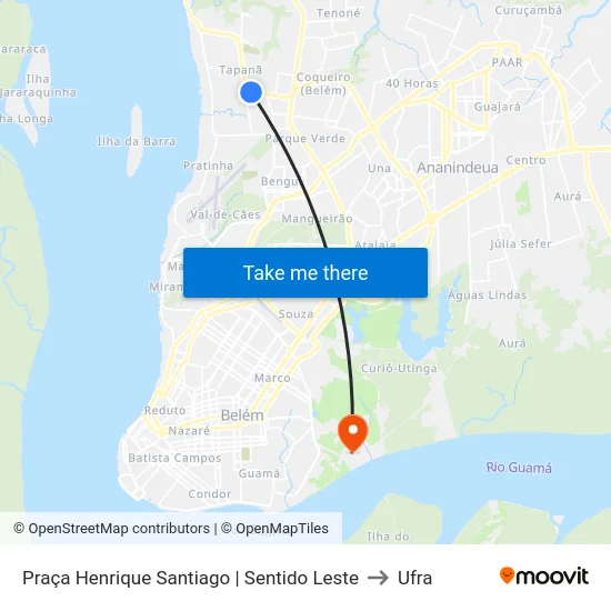 Praça Henrique Santiago | Sentido Leste to Ufra map