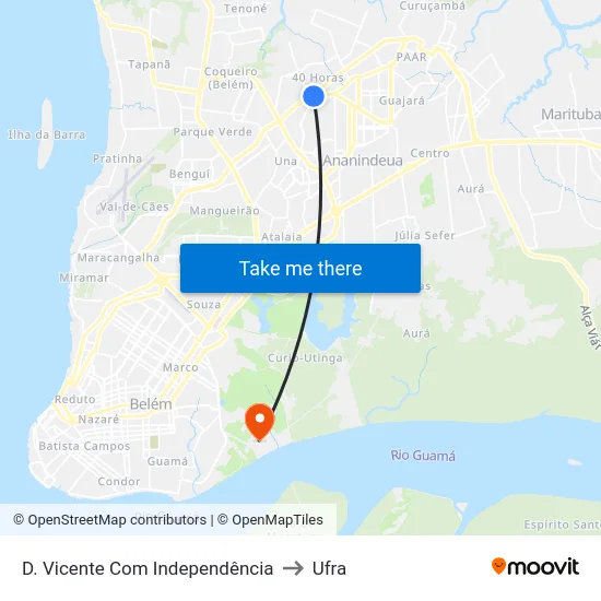 D. Vicente Com Independência to Ufra map
