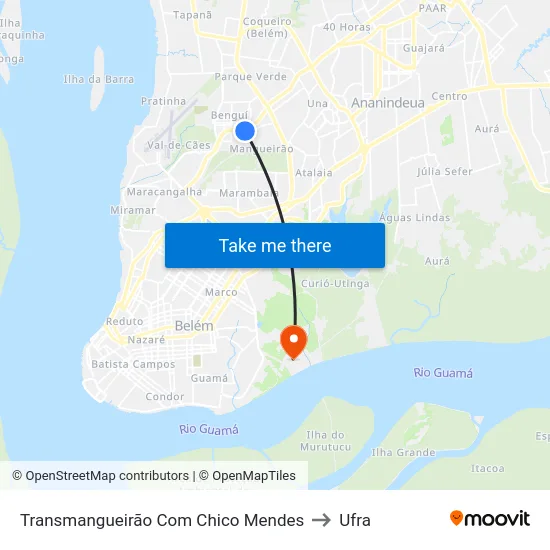 Transmangueirão Com Chico Mendes to Ufra map
