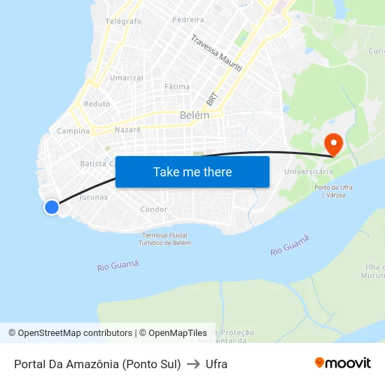 Portal Da Amazônia (Ponto Sul) to Ufra map