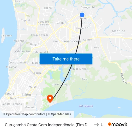 Curuçambá Oeste Com Independência (Fim Da Linha Cidade Nova 6) to Ufra map